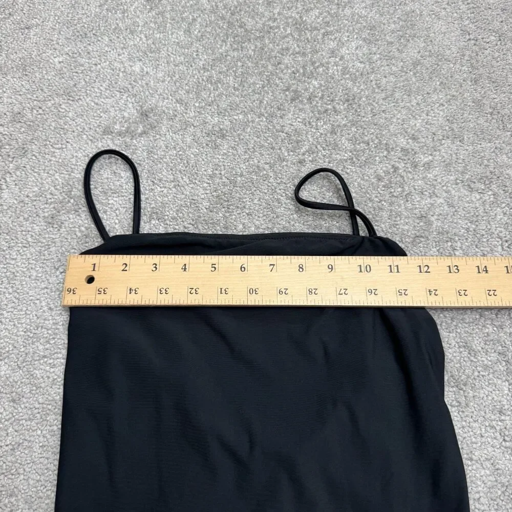 VYB Cami Straight Neck High Cut Open Back One Piece Swimsuit Women Medium Black